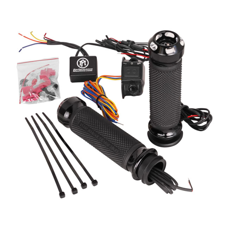 PM, APEX HEATED GRIPS. BLACK CONTRAST CUT BLACK ANODIZED ALUMINUM WITH 941790