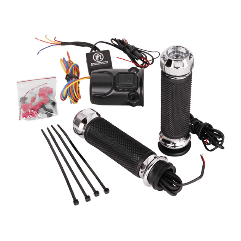 PM, APEX HEATED GRIPS. CHROME CHROME PLATED CNC MACHINED ALUMINUM. A D 941793