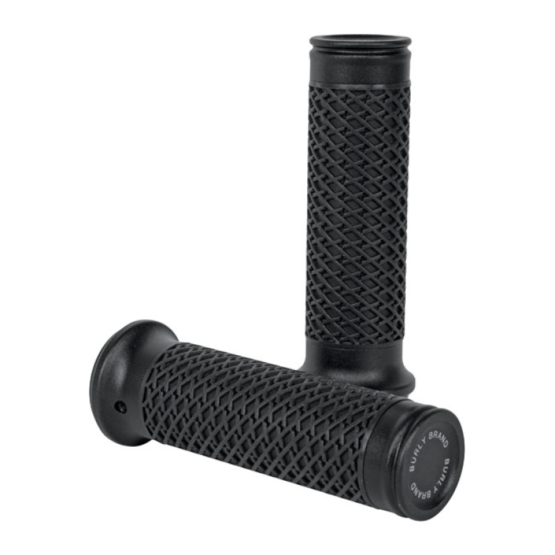 BURLY, SLASH CUT GRIP SET. BLACK MACHINED BILLET GRIPS FEATURE A DURAB 941839