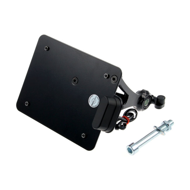 CULT-WERK, SIDE MOUNT LICENSE PLATE BRACKET. SWITZERLAND GLOSS BLACK 963071