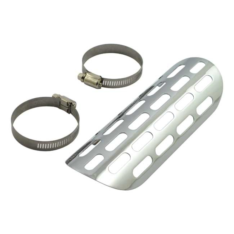 UNIVERSAL SLOTTED HEAT SHIELD 9" LONG CHROME HEAT SHIELD, 9" (22.9 CM) 980039