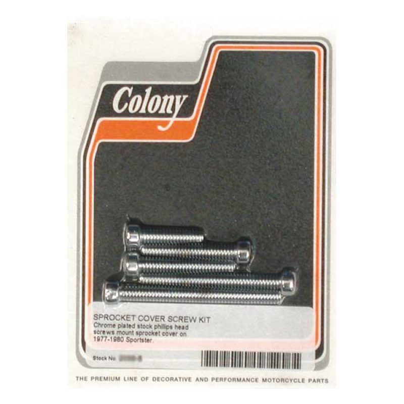 COLONY, SPROCKET COVER MOUNT KIT. CHROME OEM STYLE REPRODUCTION OF THE 989208