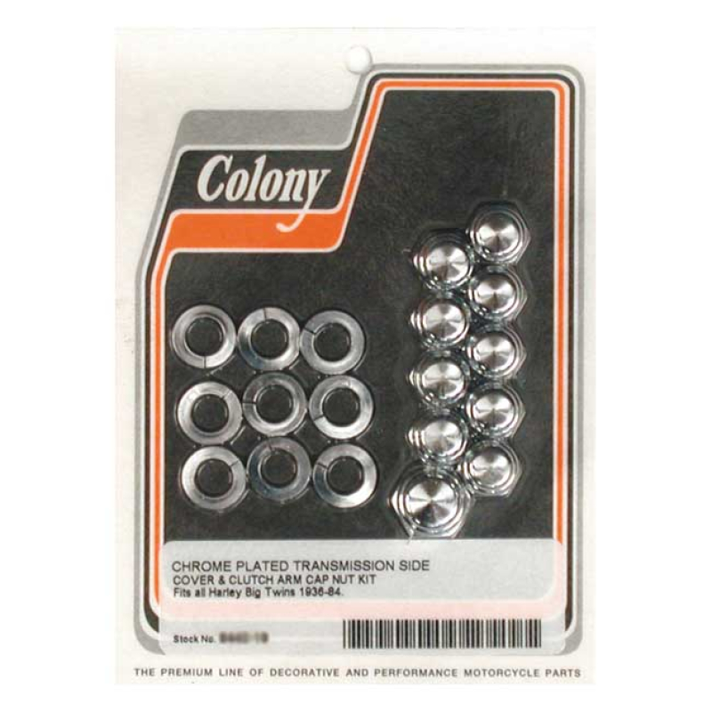 COLONY, TRANSMISSION SIDE COVER SCREW KIT. CAP CHROME CUSTOM CAP STYLI 989240