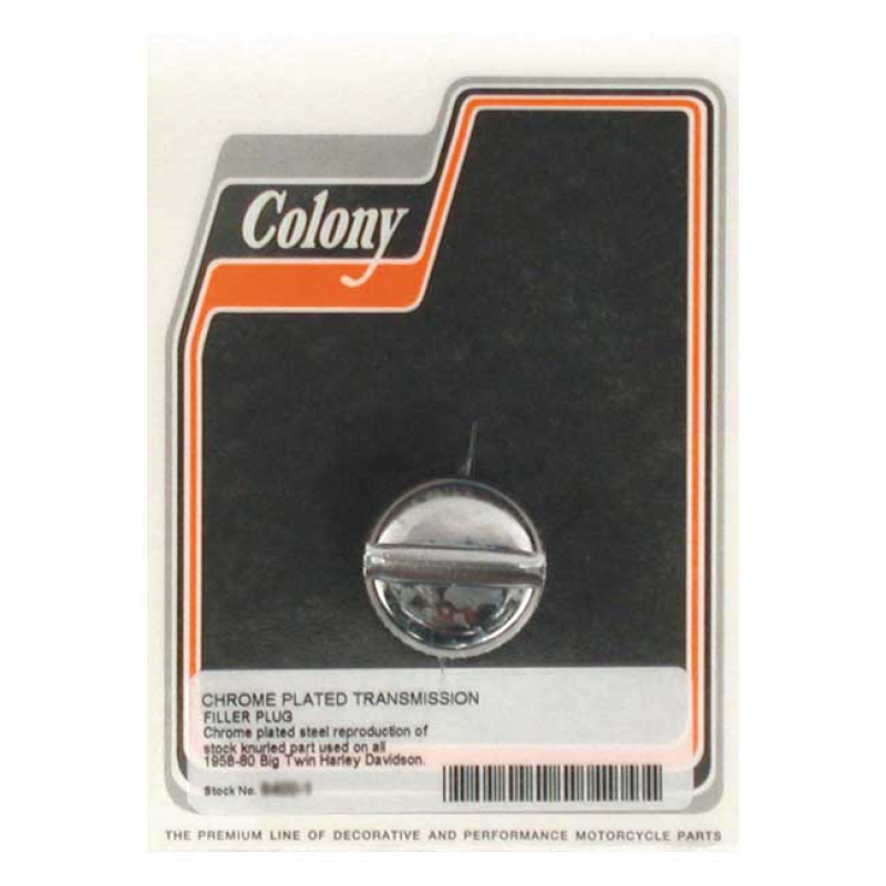 COLONY, TRANSMISSION FILL PLUG. OEM ROUND SLOTTED CHROME. NO DIPSTIC 989304