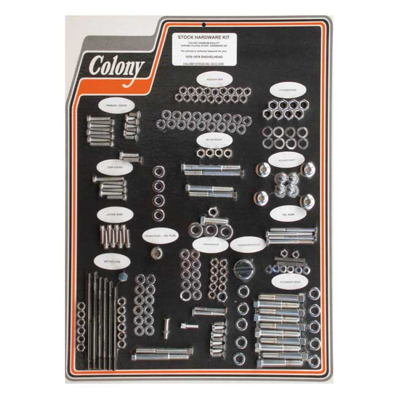 COLONY MOTOR SCREW SET CHROME, OEM STYLE 989566