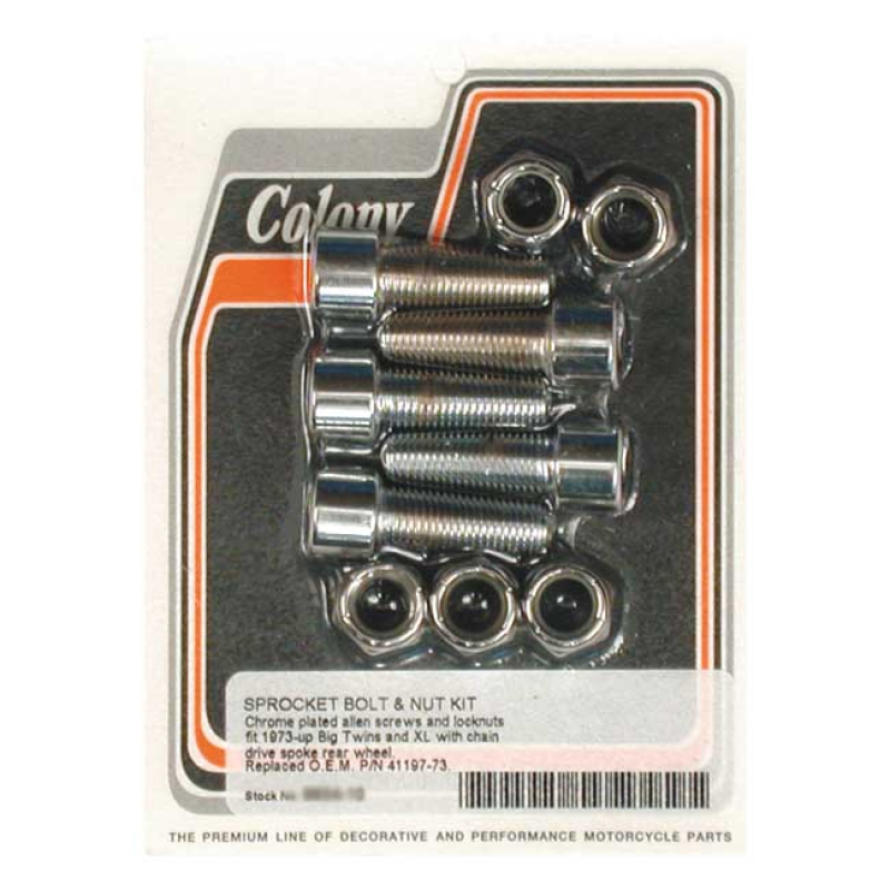 COLONY SPROCKET BOLT & NUT KIT POLISHED ALLEN, REAR SPOKE WHEEL WITH C 989946