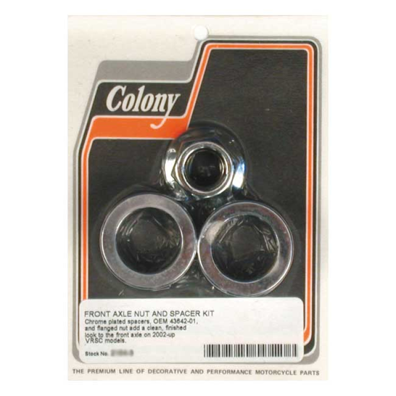 COLONY V-ROD AXLE NUT & SPACER KIT CHROME, SMOOTH, FRONT WHEEL 990219