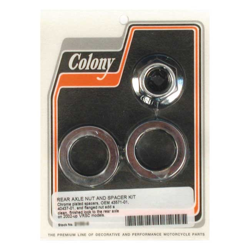 COLONY V-ROD AXLE NUT & SPACER KIT CHROME, SMOOTH, REAR WHEEL 990221