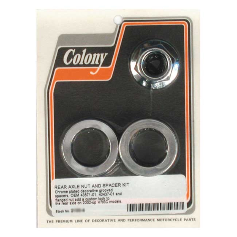 COLONY V-ROD AXLE NUT & SPACER KIT CHROME, GROOVED, REAR WHEEL 990223